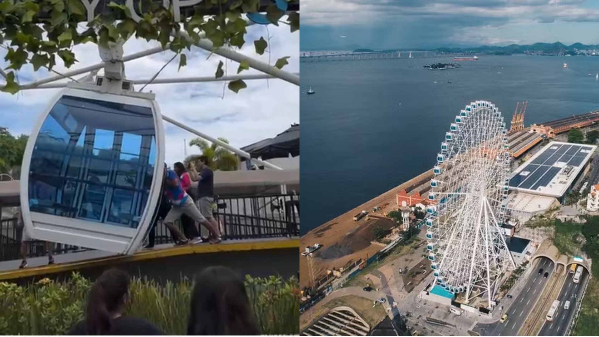 Vídeo: passageiros ficam presos em cabine de roda-gigante no Rio de Janeiro; assista