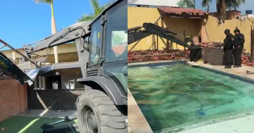 Vídeo: ‘resort’ de chefe de facção no RJ é demolido