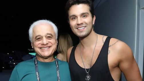 Roberto Medina e Luan Santana nos bastidores do The Town