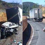 Acidente entre carretas fecha a rodovia Fernão Dias, na Serra de Igarapé