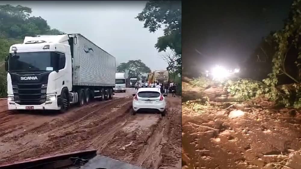 BR-381: deslizamento de terra interdita rodovia e gera 12 km de congestionamento