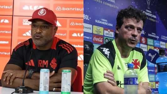 Roger Machado, técnico do Internacional, e Fernando Diniz, técnico do Vasco