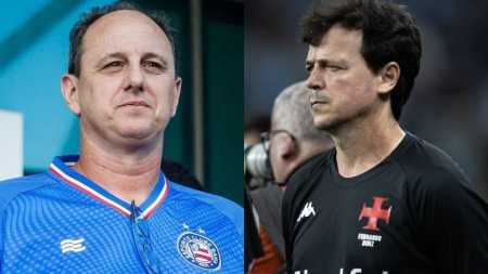 Rogério Ceni, técnico do Bahia, e Fernando Diniz, técnico do Vasco