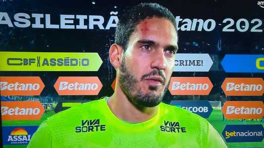 Goleiro Ronaldo, do Bahia, em entrevista pós-jogo