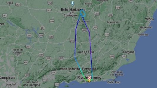 Rota do avião da Latam sobre o Aeroporto Internacional de Belo Horizonte em Confins
