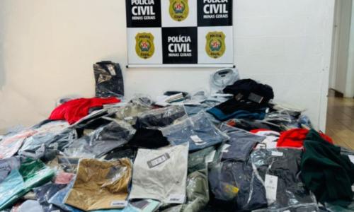 Roupas com indício de falsificação apreendidas em JF Foto Divulgação PCMG.jpg