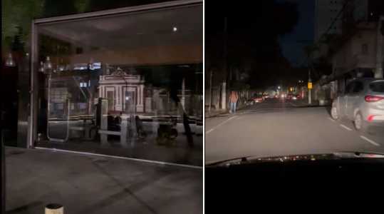 Fotos mostram ruas do bairro Santa Efigênia, em Belo Horizonte, sem luz