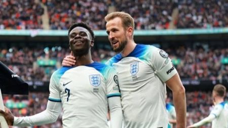 Saka e Kane marcaram os gols da vitória inglesa