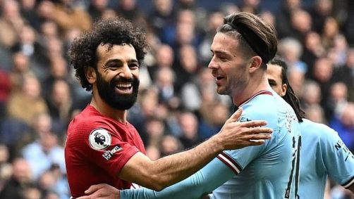 Salah (esq), do Liverpool, e Grealish (dir), do Manchester City
