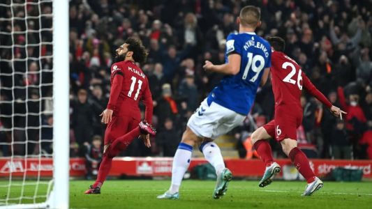 Salah macou o primeiro do Liverpool no Merseyside Derby