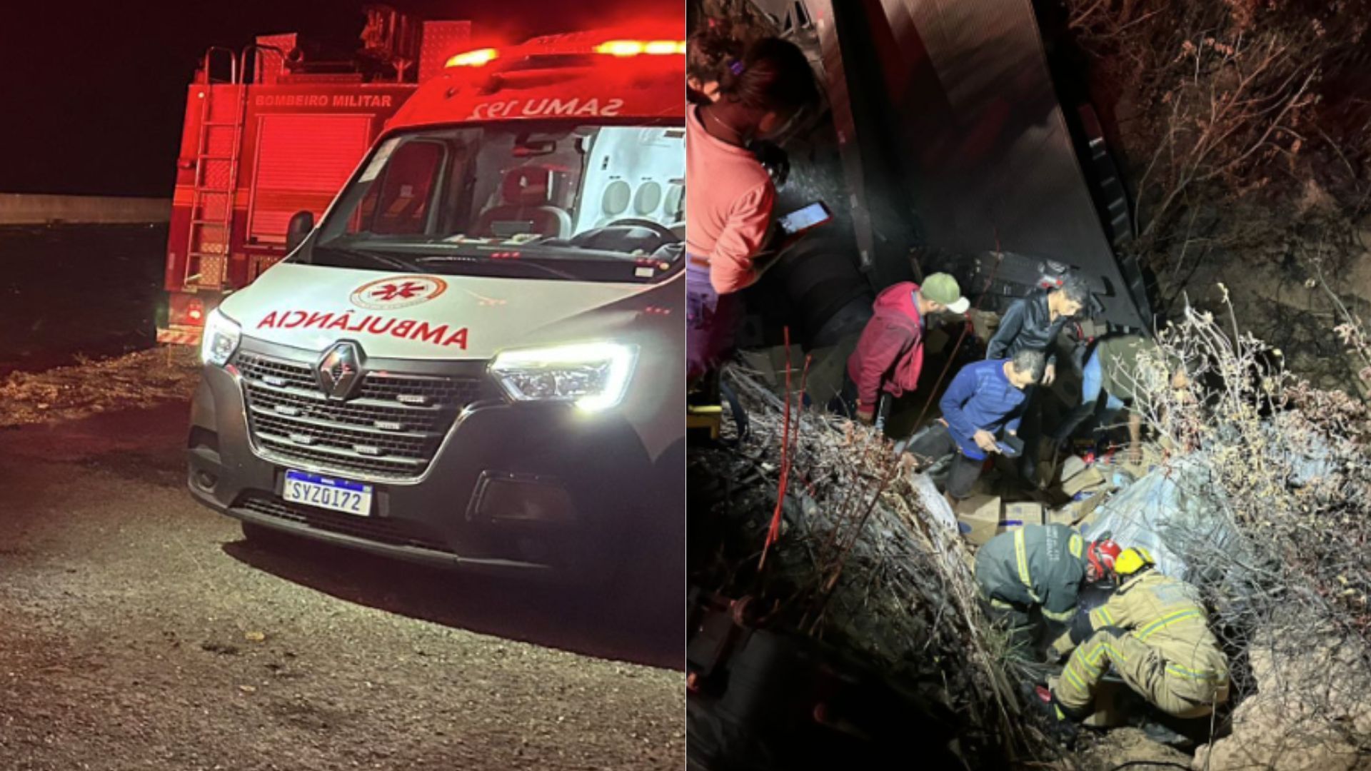 Mulher morre esmagada após caminhão capotar na BR-251, em MG; homem e criança ficam feridos