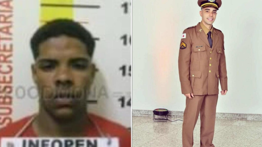 Foto mostra Welbert Fagundes e sargento Dias