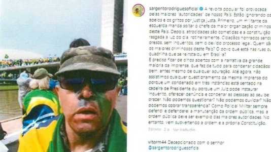 Sargento Rodrigues publicou vídeo de homem que invade o Congresso