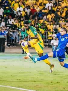 Lance da partida entre Jamaica e Curaçao, nas Eliminatórias da Concacaf • Divulgação/Seleção Jamaicana