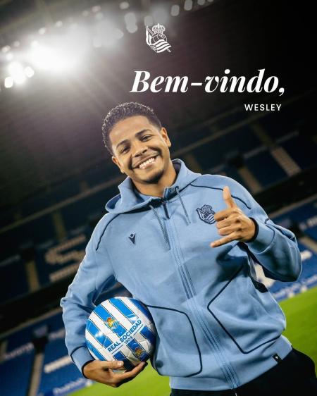 Wesley, atacante formado pelo Corinthians, anunciado como reforço da Real Sociedad