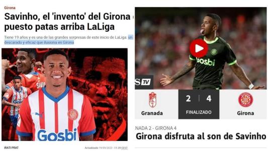Savinho é destaque do Girona no Campeonato Espanhoç