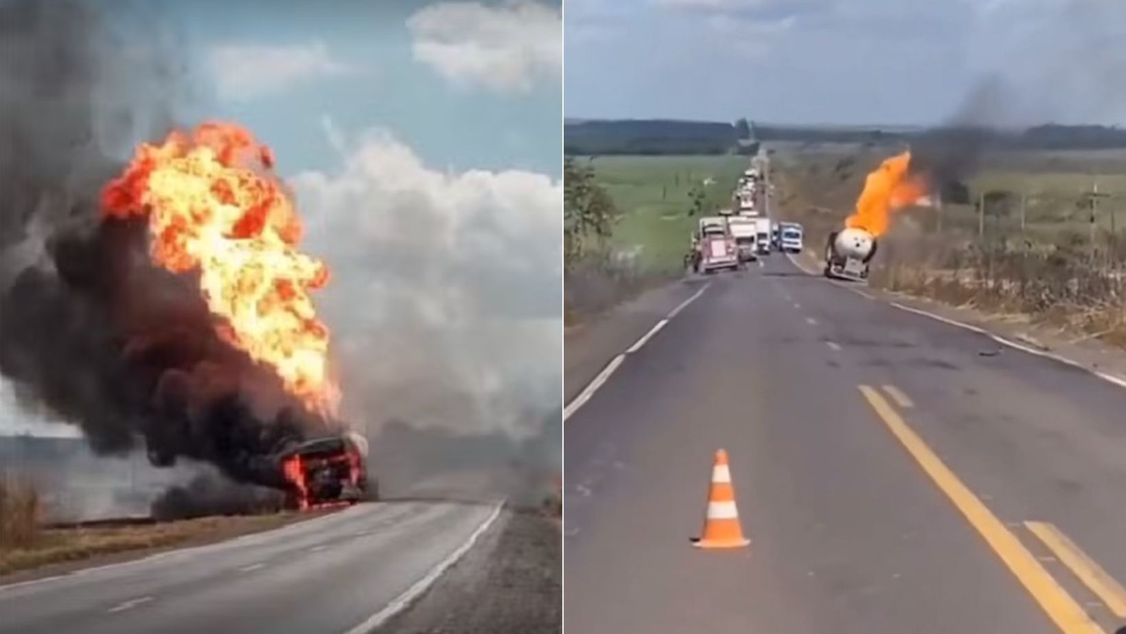 Vídeo: equipe do SBT fica ferida após explosão de caminhão-tanque
