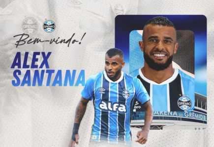 Arte de anúncio de Alex Santana como novo jogador do Grêmio