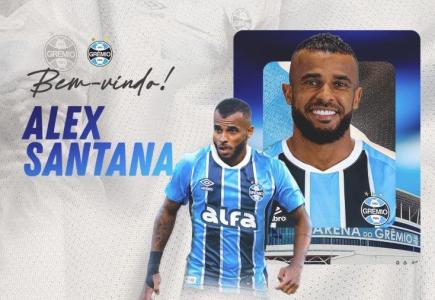Arte de anúncio de Alex Santana como novo jogador do Grêmio