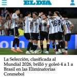 'Surra': as manchetes da imprensa argentina após goleada sobre o Brasil