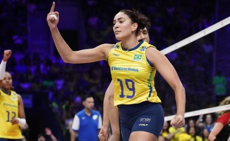 Tainara Santos em ação pelo Brasil na Liga das Nações 2025