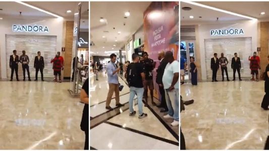 Seguranças cercaram a loja após agressão a torcedor do Flamengo