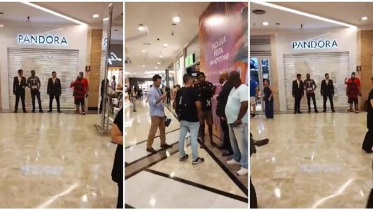 Seguranças cercaram a loja após agressão a torcedor do Flamengo