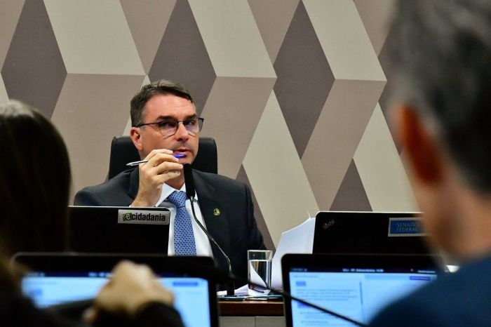 Audiência pública na Comissão de Constituição e Justiça (CCJ) nesta segunda-feira (27) foi presidida pelo relator da PEC, senador Flávio Bolsonaro (PL-RJ)