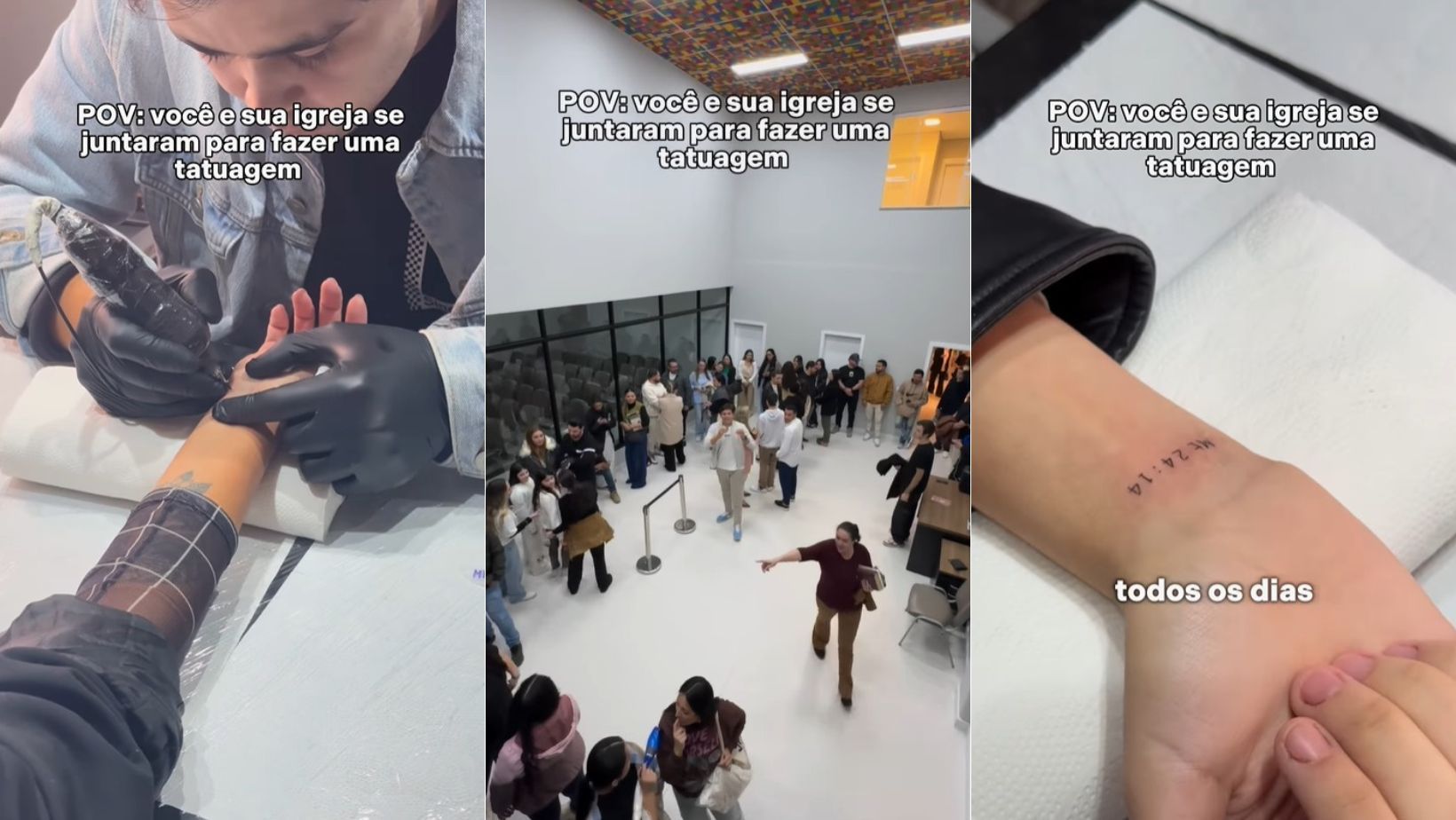 Sessão de tatuagem em igreja de SC viraliza e gera polêmica nas redes sociais; veja vídeo