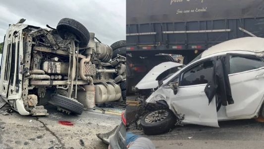 Sete veículos se envolveram em acidente na BR-280 em Araquari