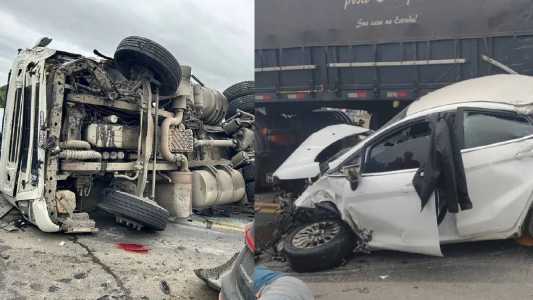 Sete veículos se envolveram em acidente na BR-280 em Araquari
