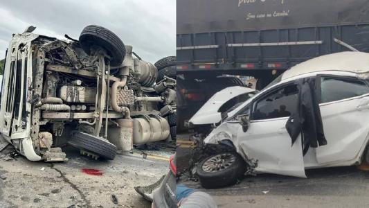 Sete veículos se envolveram em acidente na BR-280 em Araquari