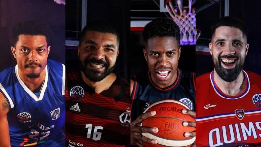 Shaquille Johnson Sr., do Minas; Olivinha, do Flamengo; Georginho de Paula, do Franca; e Sebastian Acevedo, do Quimsa