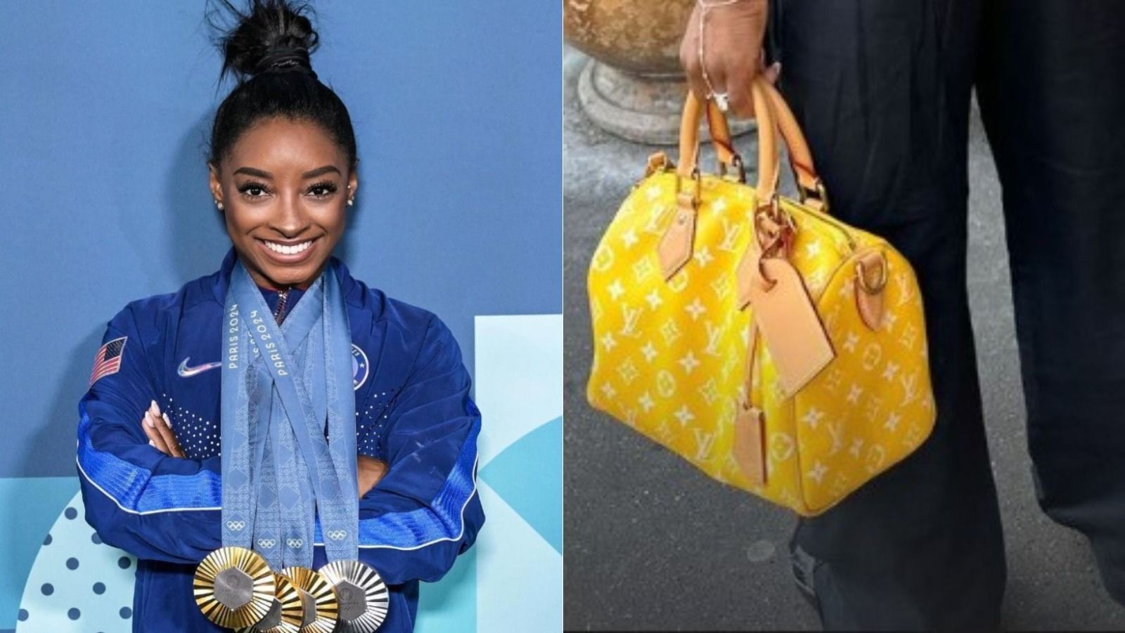 Simone Biles surge nas ruas de Paris com bolsa de R$ 5 milhões da Louis Vuitton