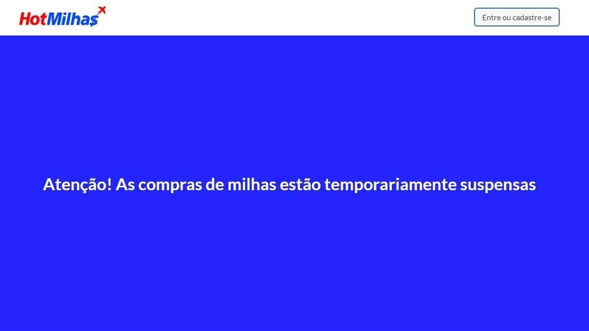 Hotmilhas, site de compra de milhas controlado pela 123 Milhas, suspende serviço
