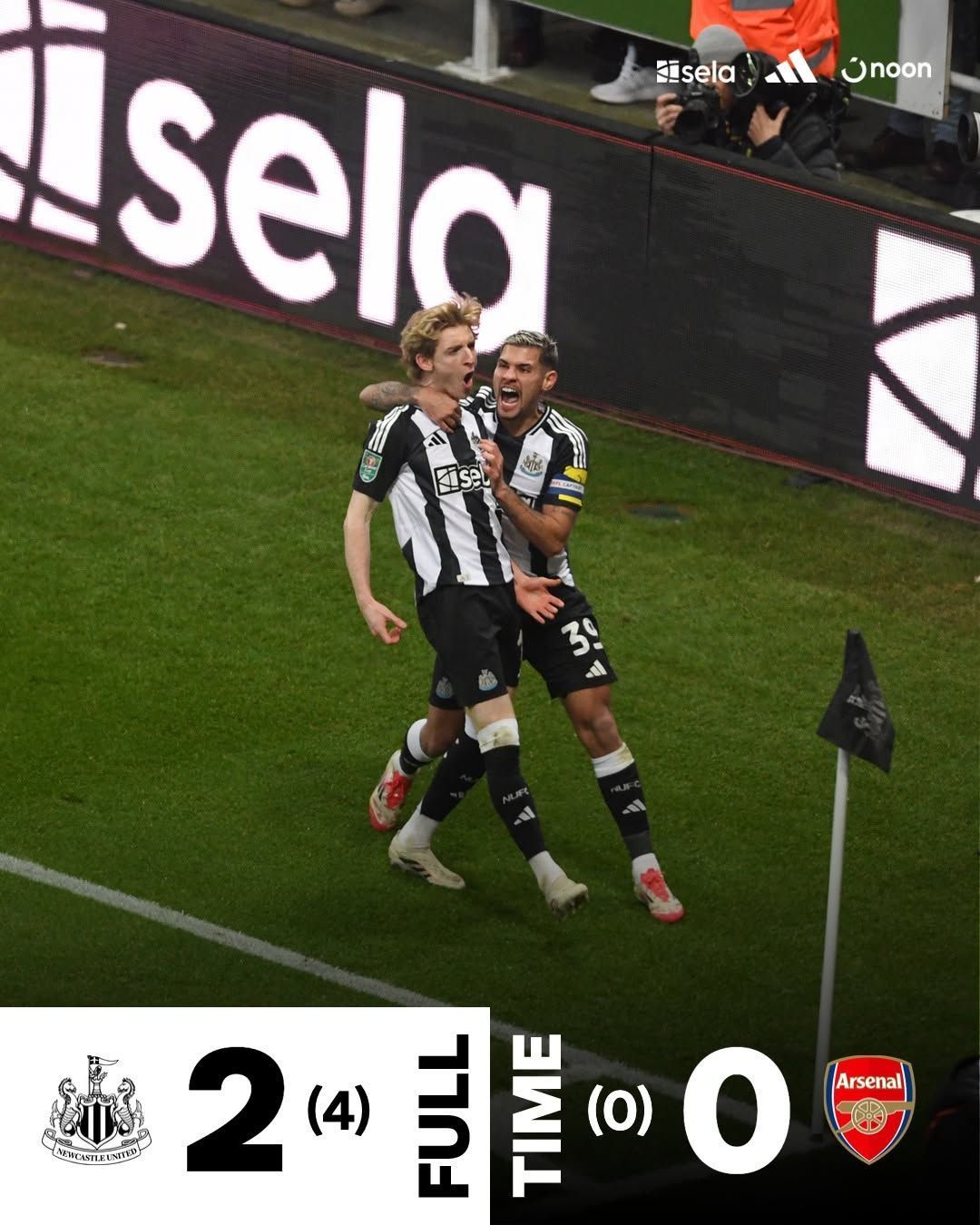 Newcastle vence Arsenal, avança à final da Copa da Liga e buscará título inédito