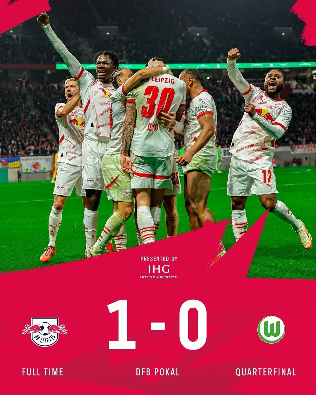 RB Leipzig vence Wolfsburg e vai às semifinais da Copa da Alemanha