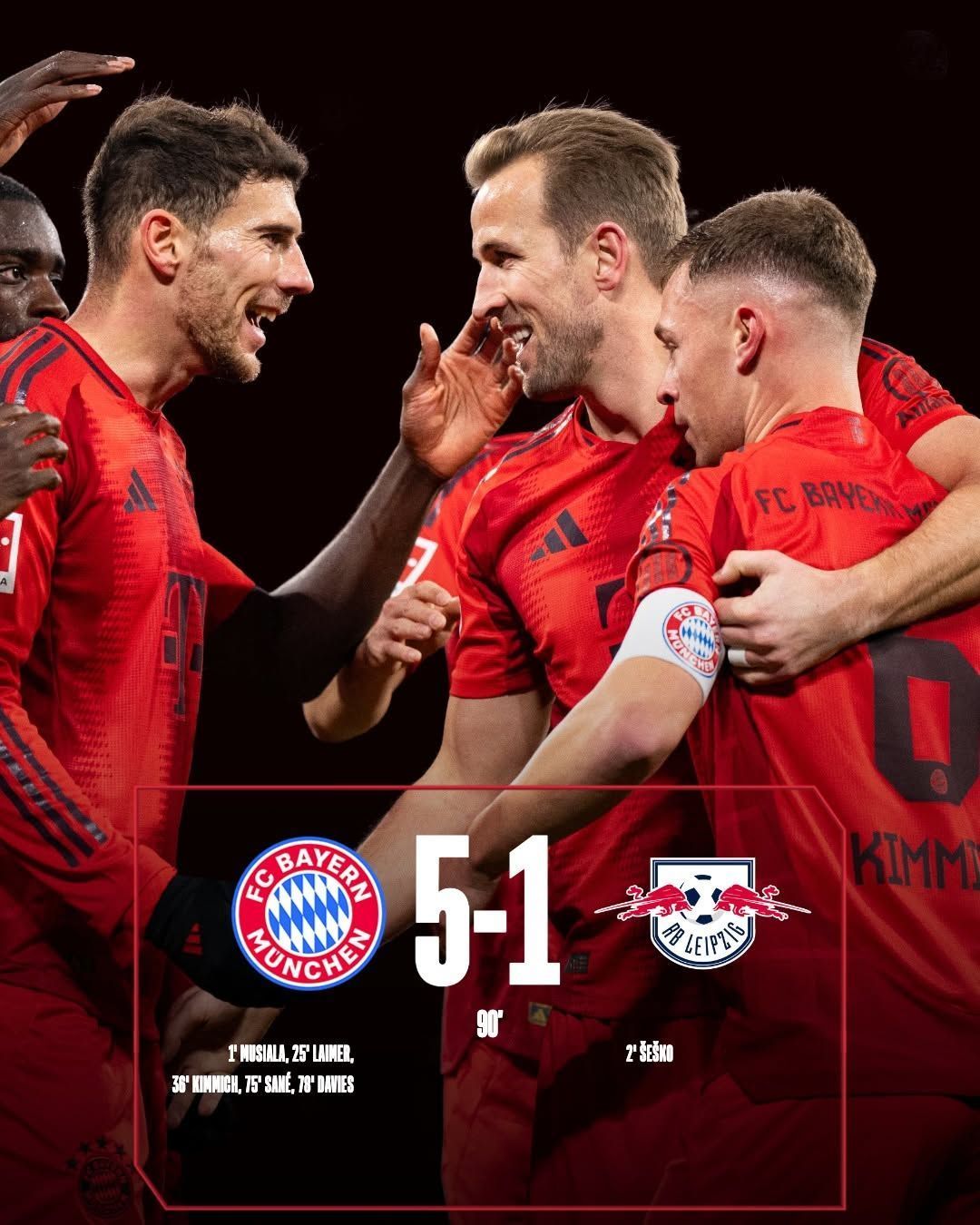 Bayern atropela RB Leipzig e abre sete pontos na liderança do Alemão
