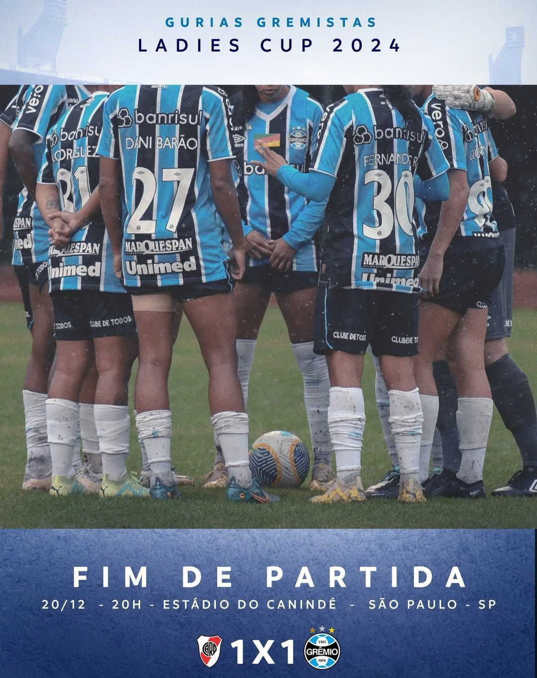 Grêmio emite nota de repúdio contra ataques racistas do River Plate na Brasil Ladies Cup