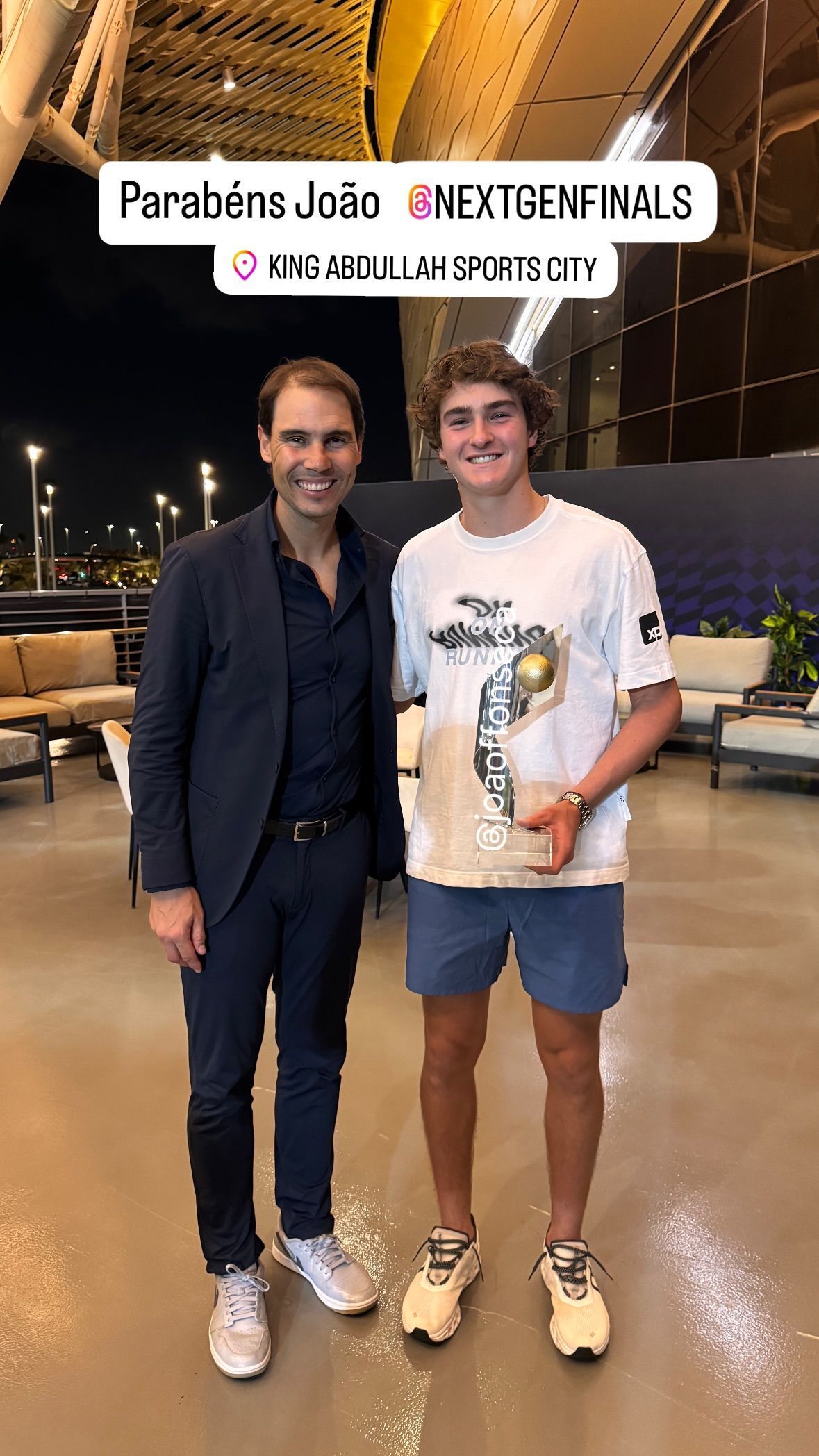 Rafael Nadal parabeniza João Fonseca após título histórico na Next Gen ATP Finals