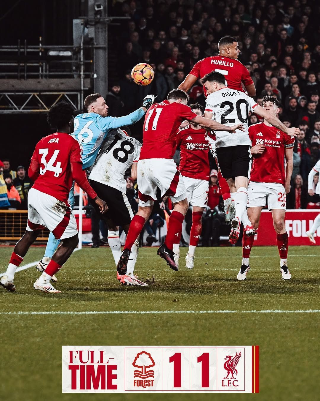 Liverpool e Nottingham Forest empatam em jogo direto pela liderança do Inglês