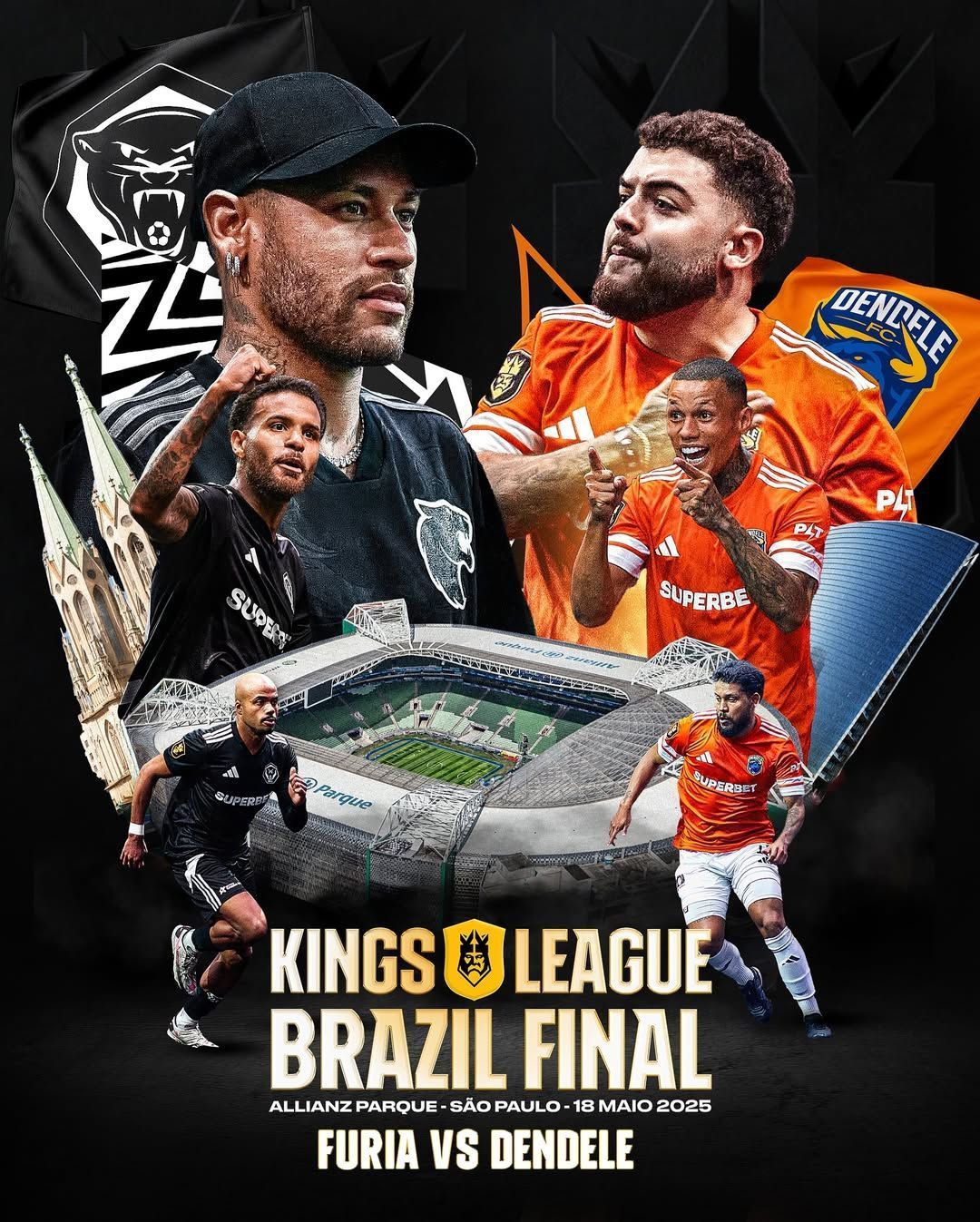 FURIA e Dendele disputam primeiro título da Kings League Brazil no Allianz Parque
