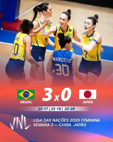 Brasil foi dominante e bateu as donas da casa por 3 sets a 0