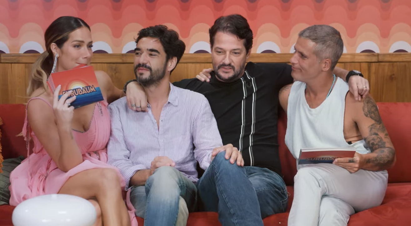 Bruno Gagliasso, Caio Blat e Marcelo Serrado surpreendem Giovanna Ewbank e topam desafio