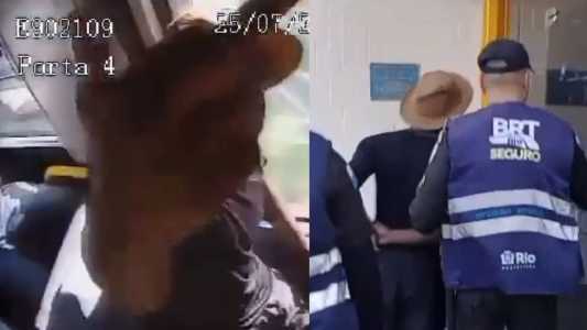 Suspeito foi detido após vandalizar ônibus do BRT no Rio de Janeiro