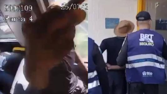 Suspeito foi detido após vandalizar ônibus do BRT no Rio de Janeiro