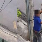Vídeo: homem é flagrado furtando fios elétricos em plena luz do dia na Pampulha, em BH