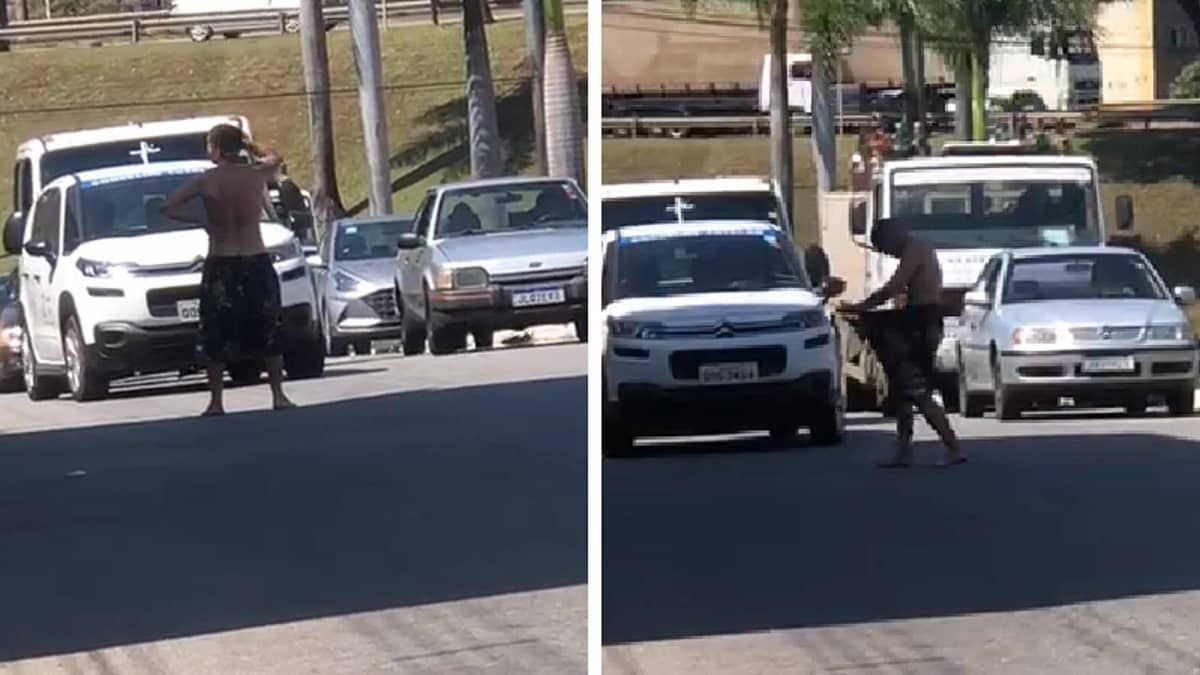 Vídeo: homem surta, destrói duas suítes de motel e causa confusão no trânsito em Minas