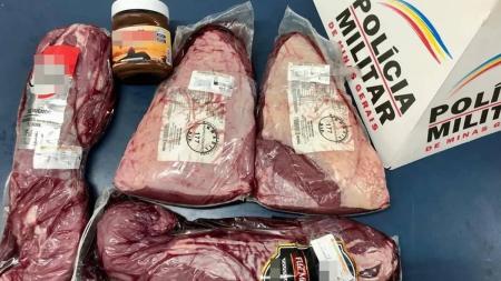 Suspeito tentou furtar quatro peças de carne, além de potes de creme de chocolate