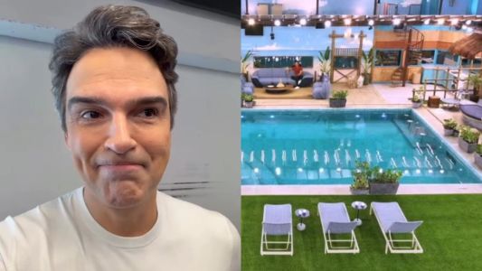 Tadeu Schmidt e área externa da casa do BBB 25